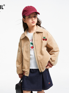 【商场同款】安奈儿童装女童夹克外套2024新款秋灯芯绒AG435537