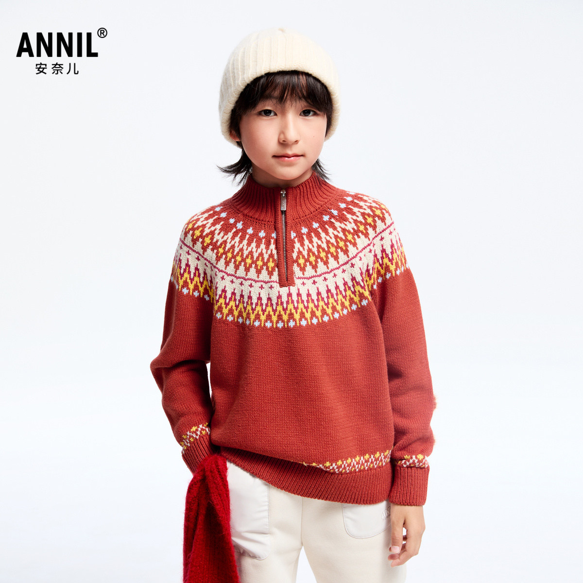 【商场同款】安奈儿童装男童半开领针织衫内搭2024冬新款AB444610,童装/婴儿装/亲子装,毛衣/针织衫,淘宝优惠券,粉丝福利购,淘宝优惠卷