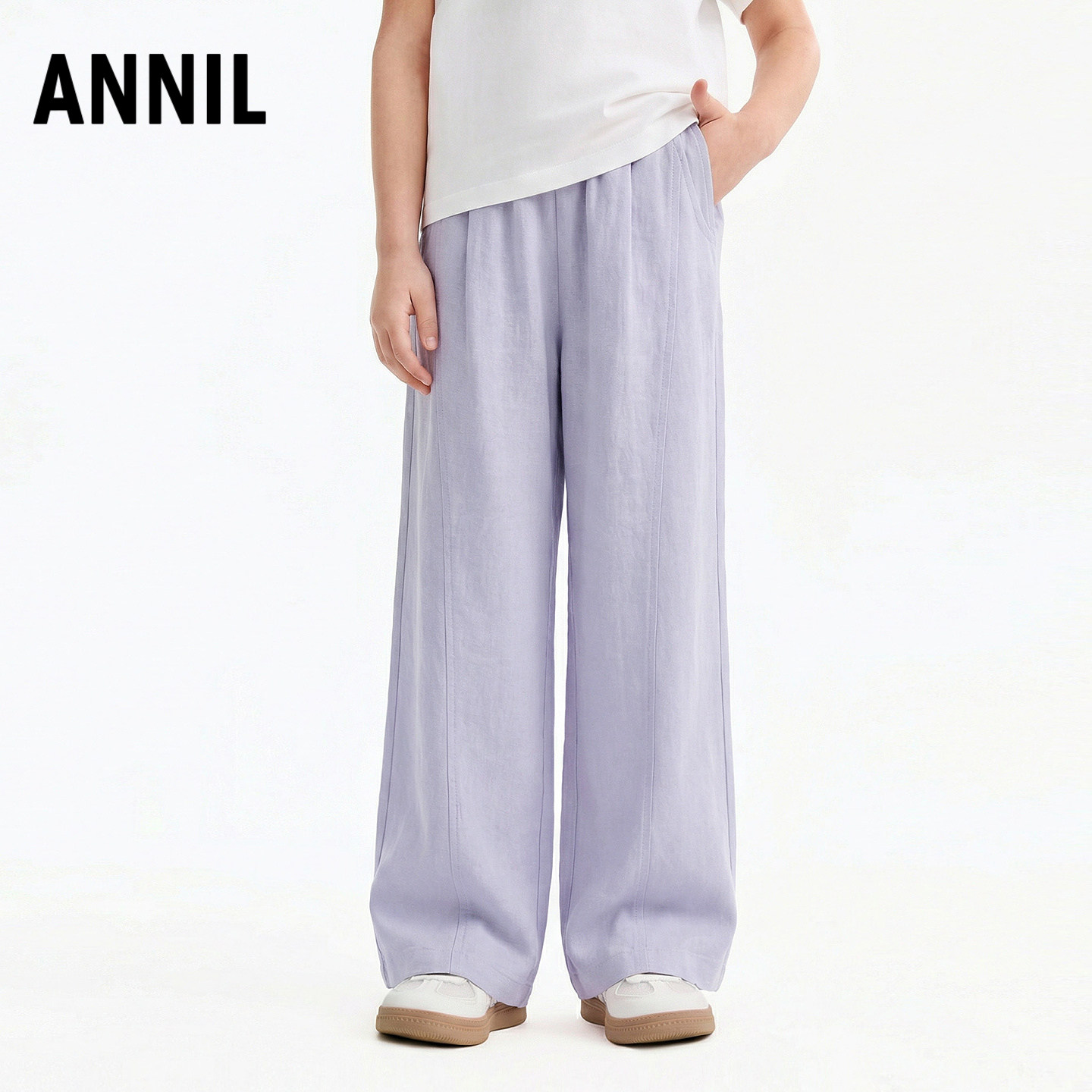 安奈儿童装男女童休闲裤子2026夏直筒裤简约宽松廓形亲肤挺阔耐磨