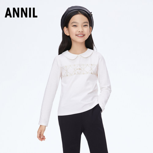 安奈儿翻领长袖POLO衫女童