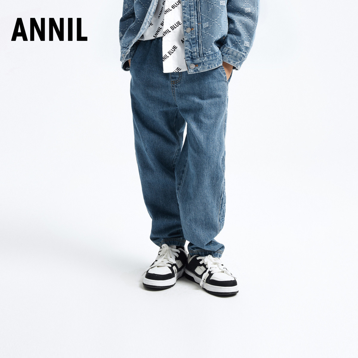 安奈儿童装男童牛仔裤2024新款春装蓝色宽松时尚潮流透气弹力长裤,童装/婴儿装/亲子装,儿童牛仔裤,淘宝优惠券,粉丝福利购,淘宝优惠卷