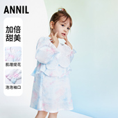 宝宝洋气可爱甜美长袖 安奈儿童装 女童连衣裙2023秋新款 纯棉公主裙