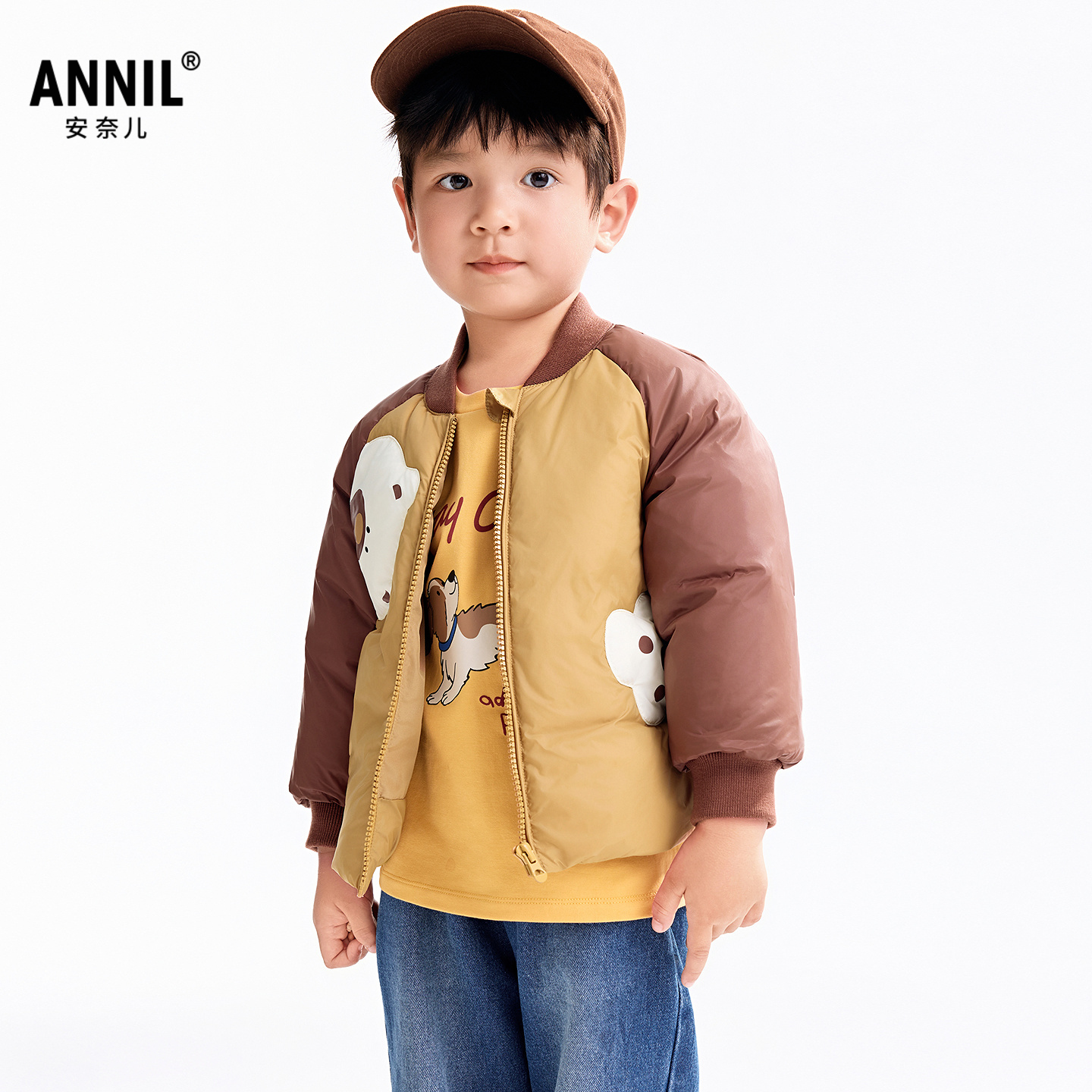 安奈儿童装男童短款羽绒服2025冬新款