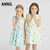 100%棉 安奈儿童装 女童无袖 连衣裙2025夏款 柠檬图案亲肤透气