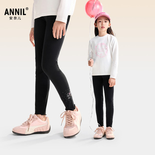 安奈儿童装 子2025秋外穿贴身亲肤弹力锁温保暖烫钻 女童针织打底裤