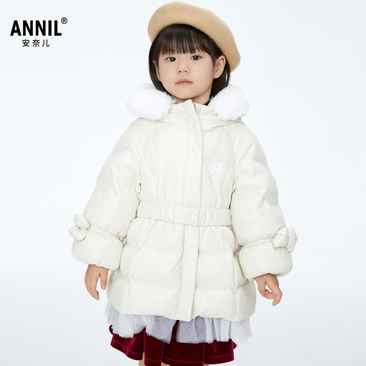 安奈儿童装女童中长款羽