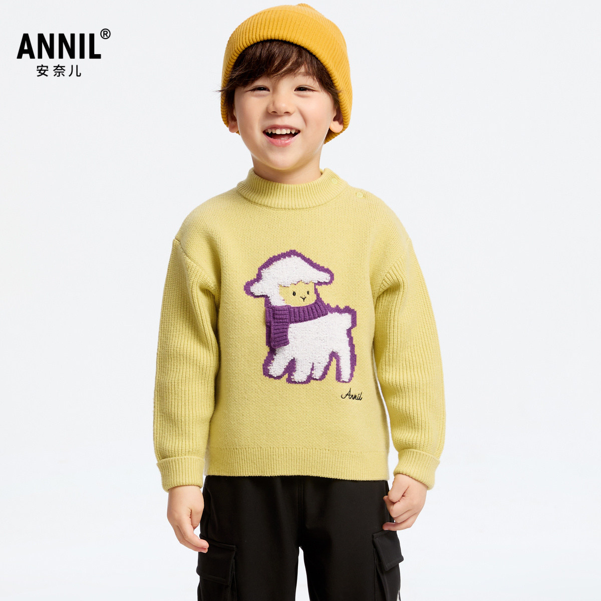 【商场同款】安奈儿童装男童毛衣针织衫2024冬新款卡通XB444640