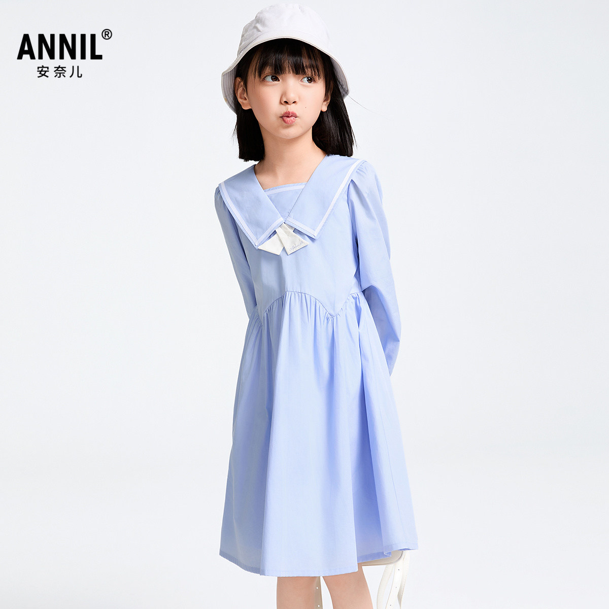 【商场同款】安奈儿童装女童长袖连衣裙2025春新款纯棉AG513590