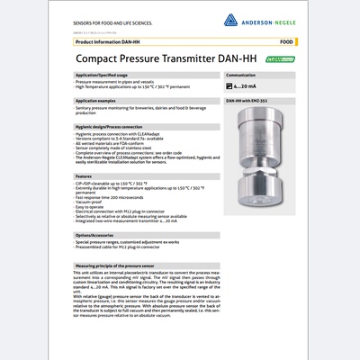 Anderson-Negele安德森耐格DAN-HH/S/7ABS/M12 压力传感器