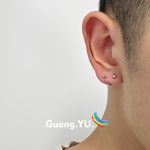 GuangYu圆珠旋转小众耳钉养耳洞