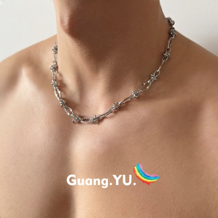 GuangYu荆棘打结嘻哈项链男钛钢不掉色高街小众高级感锁骨链配饰