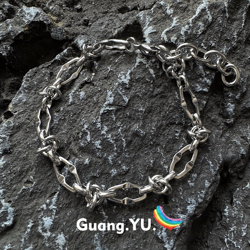 GuangYu荆棘钛钢手链男款潮流嘻哈高级感不掉色手饰小众冷淡风