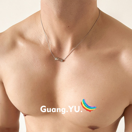 GuangYu几何立体扭曲小吊坠项链