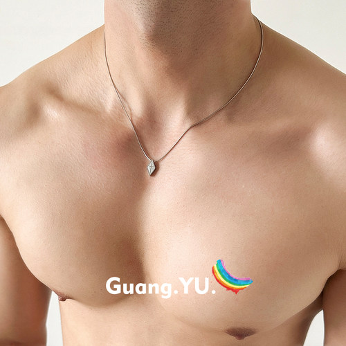 GuangYu极简菱形吊坠项链男百搭