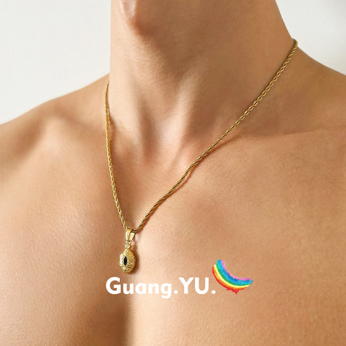 GuangYu恶魔之眼吊坠男金色项链