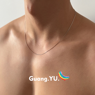 GuangYu竹节链S925纯银项链男简约细素链锁骨链银链女配饰冷淡风