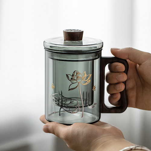 玻璃泡茶杯茶水分离过滤水杯带盖