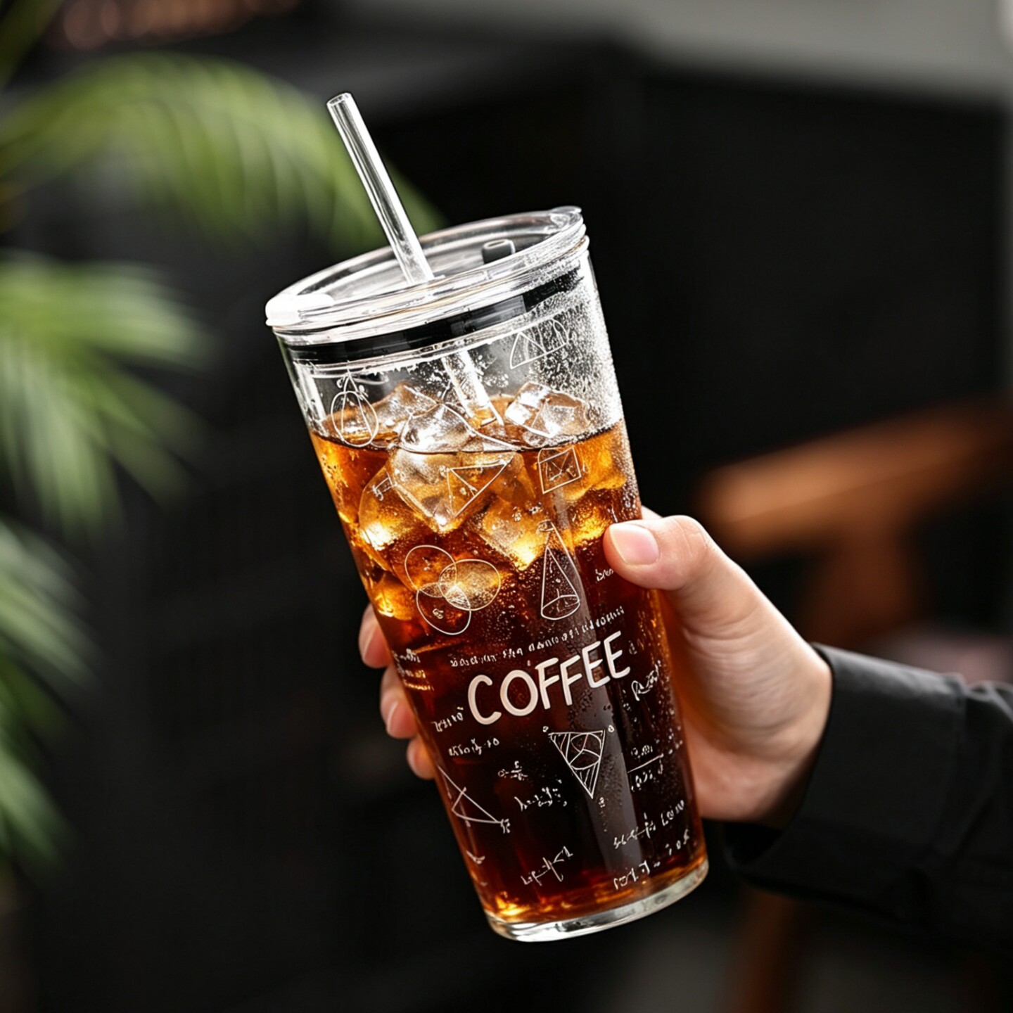 玻璃吸管杯带盖大容量泡茶水杯办公室冰美式咖啡杯透明水杯冷饮杯图片