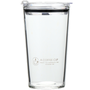 吸管杯耐高温玻璃杯冰美式咖啡杯女生夏季饮料杯大人带盖喝水杯子