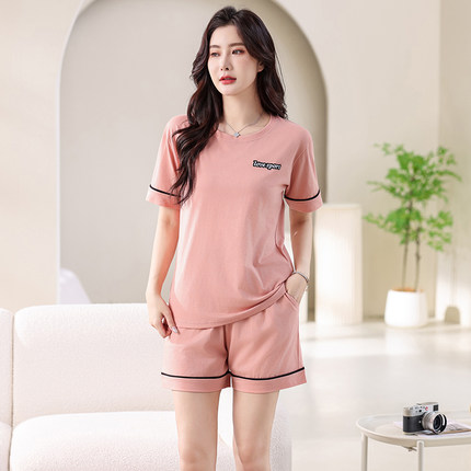 睡衣女夏季纯棉薄款短袖短裤套装2026年新款夏天全棉家居服可外穿
