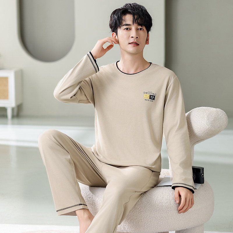 睡衣男士纯棉长袖春秋款套头2025年新款可外穿男款秋季全棉家居服