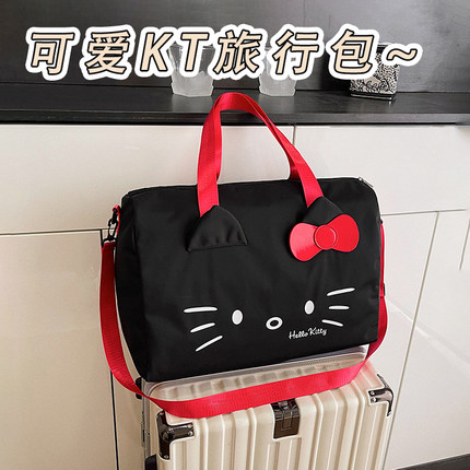 HelloKitty卡通可爱单肩旅行包蝴蝶结凯蒂猫特大包手提斜挎健身包