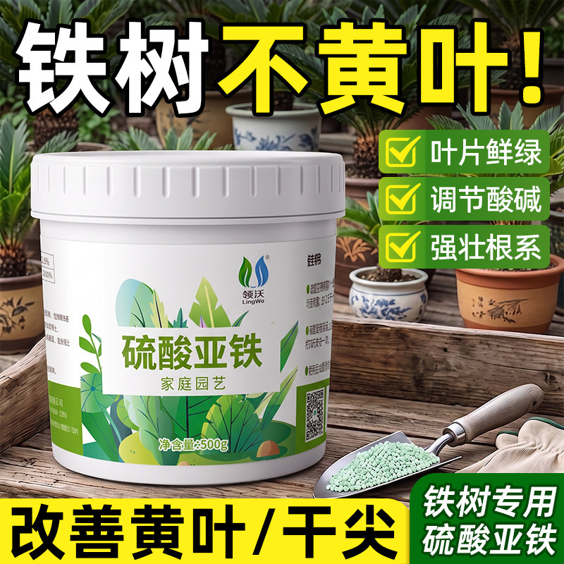 铁树专用肥料喜酸植物盆栽通用助增长肥料治铁树黄叶干尖硫酸亚铁