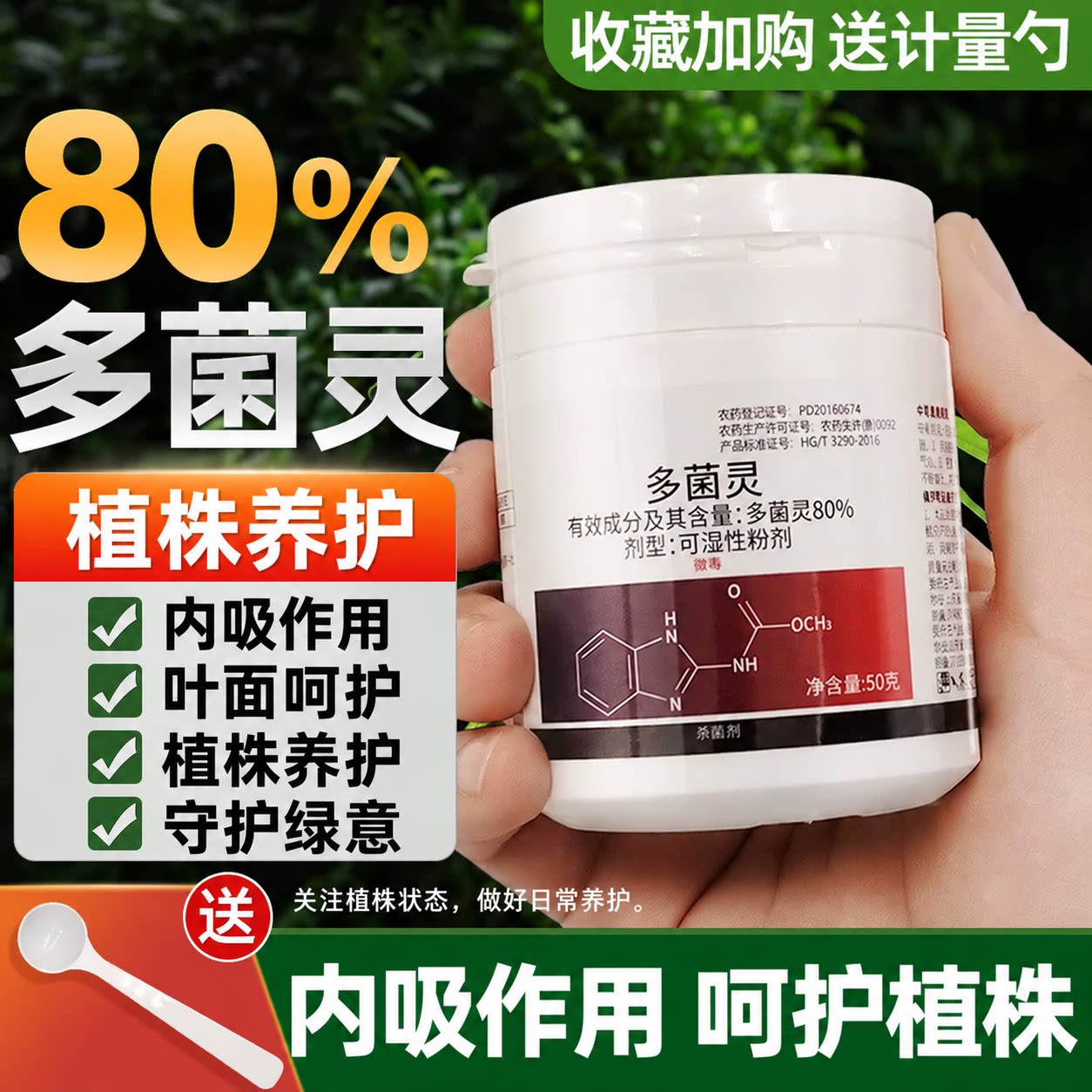 多菌灵杀菌剂蔬菜果树白粉病蝴蝶兰黄叶黑斑兰花月季花卉植物通用