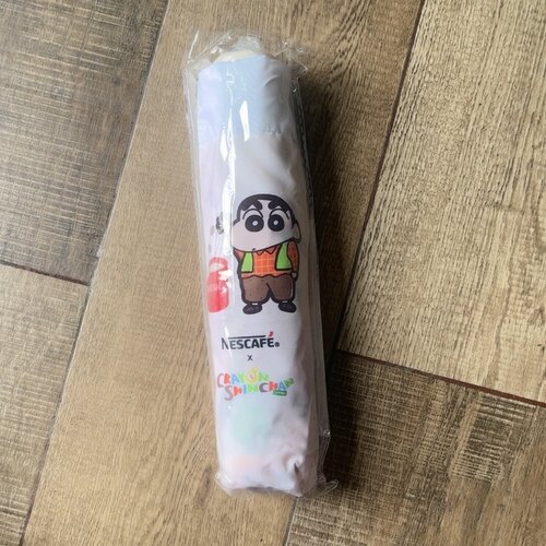 全新香港雀巢Nescafe蜡笔小新联名遮阳伞晴雨伞折叠伞伸缩伞轻便