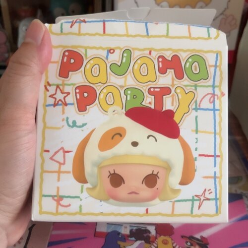 全新泡泡玛特泡泡萌粒睡衣派对系列耳机包DIMOO狐狸款零钱包挂件