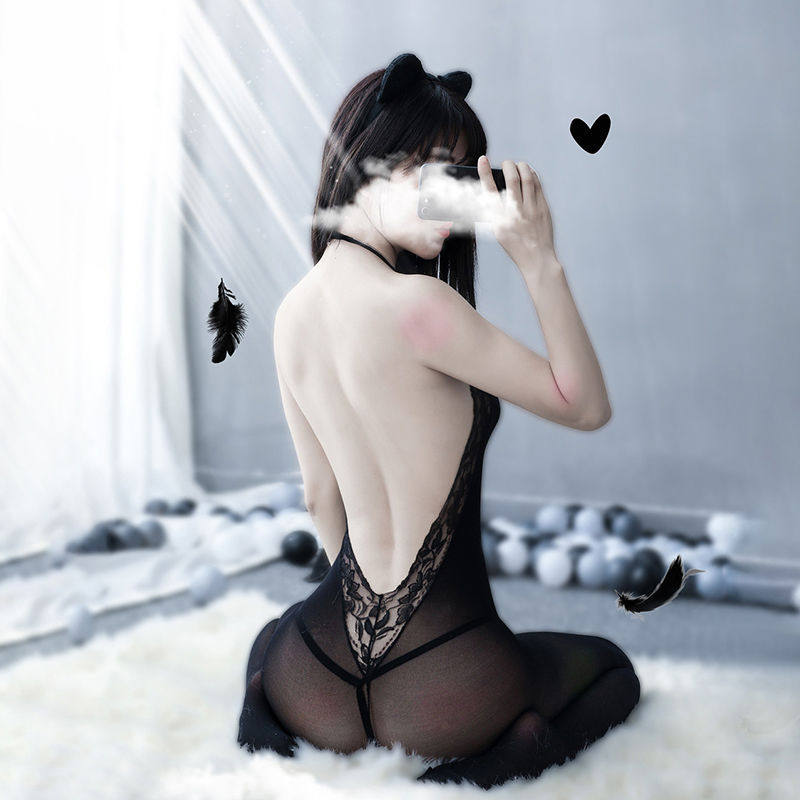 姬Gill：性感连身丝袜女夏季套装蕾丝黑色网衣睡衣露背甜美吊带袜