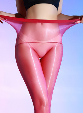 姬GILL「白茶香氛」无缝裆油亮丝袜女360无痕超薄5d黑丝连裤酒吧