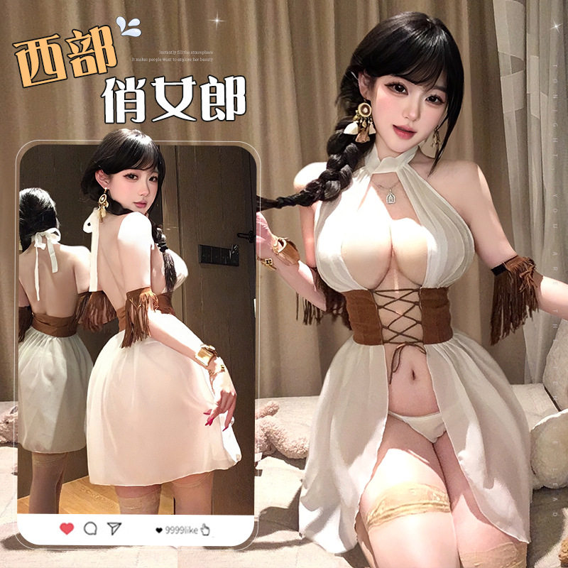 姬GILL纯欲内衣性感西部古风长筒肉丝酒吧夜店战衣俏女郎制服套装