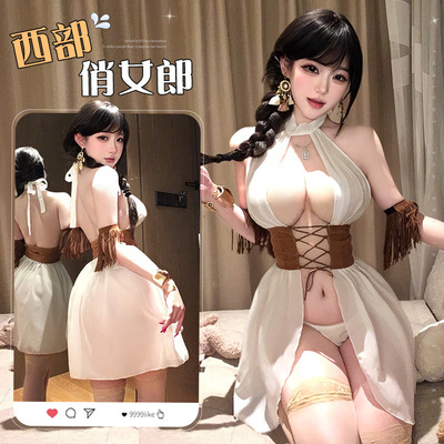 姬GILL纯欲内衣性感西部古风长筒肉丝酒吧夜店战衣俏女郎制服套装