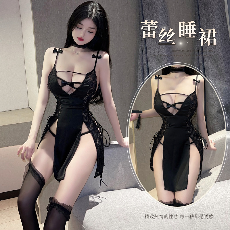 夏季蕾丝性感吊带睡裙两件套