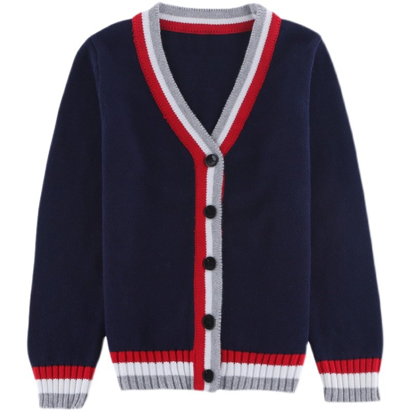 儿童毛衣开衫男童洋气外套女大童纽扣春秋针织纯棉男孩毛线针织衫