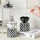 时尚 办公室ins风防飞 客厅玻璃漏斗烟灰缸创意家用带盖子简约个性