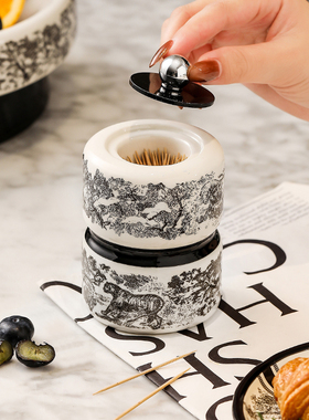 漫时光牙签盒轻奢高级感家用牙线收纳盒2025新款网红高颜值棉签盒