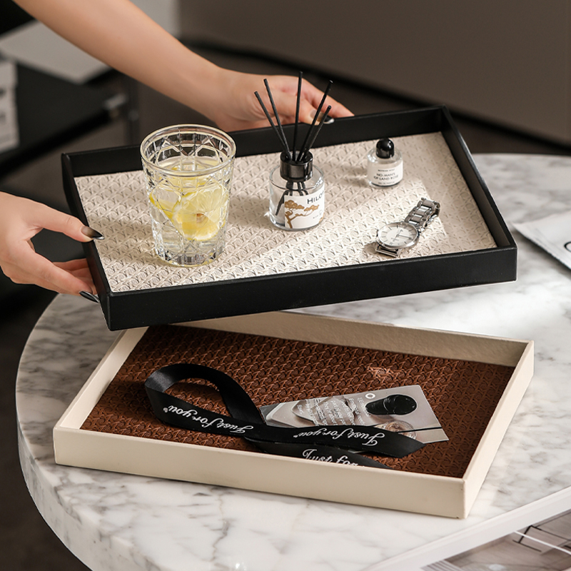 高级感编织皮革托盘 创意设计 - 编织纹·皮