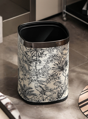 漫时光垃圾桶家用客厅轻奢高档卫生桶大号大容量高颜值新款中古风