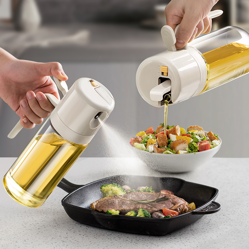 喷倒两用喷油瓶按压式雾化玻璃油壶自动开合防漏油罐调料瓶酱油醋