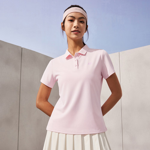【粉彩风】特步夏季新款速干POLO衫女运动经典休闲翻领短袖夏日