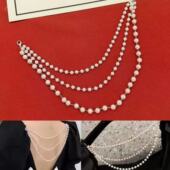 背部衣服后背链条防走光流苏衣服挂链两边领口时尚 链子珍珠高档