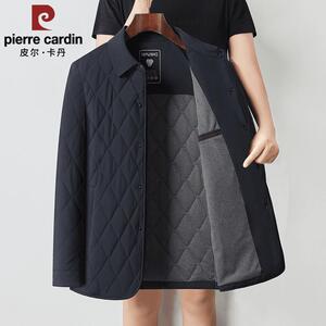 皮尔卡丹秋冬男士含桑蚕丝棉衣轻薄款翻领棉服中年棉袄爸爸装外套