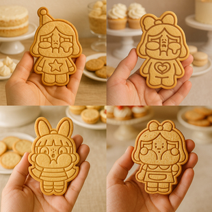 Crybaby卡通泡泡玛特饼干模具爱哭娃爱丽丝曲奇diy立体按压式 印模