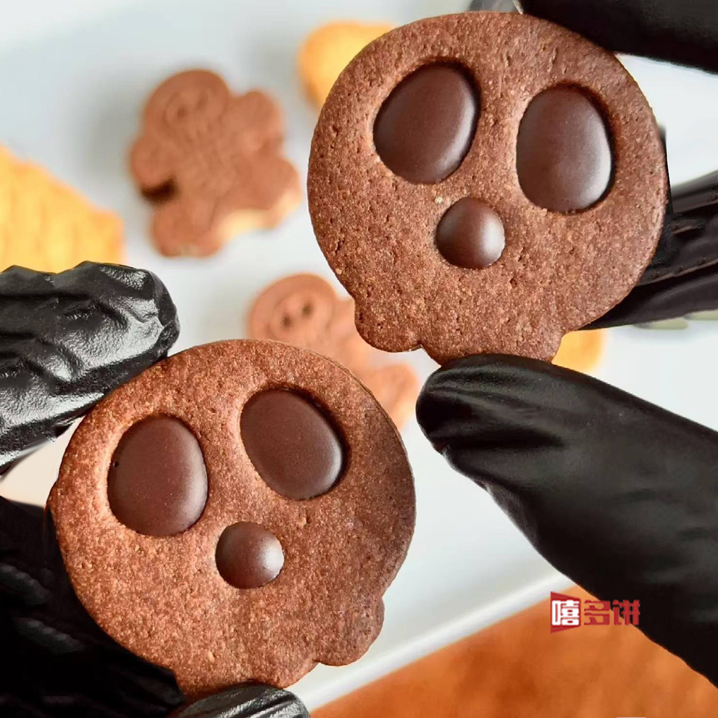 大小骷髅万圣节饼干模具拼色骨头造型夹心果酱曲奇烘焙按压工具