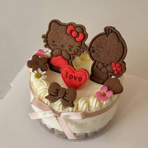 情人节情侣HelloKitty饼干模具