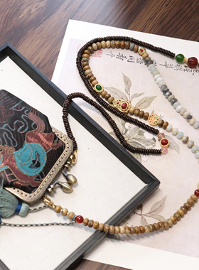 新中式国风复古玛瑙刺绣口红包多用斜挎链复古撞色国潮配饰礼物女