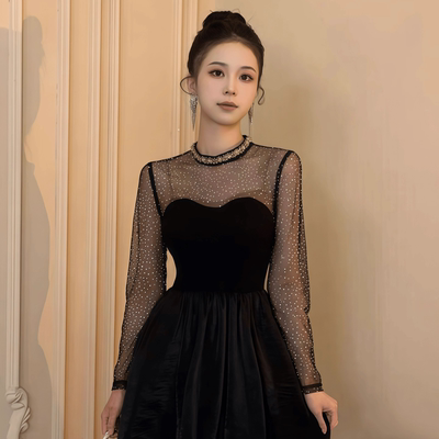 年会打底内搭高端精致小黑裙