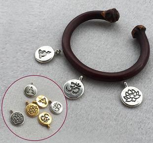 吊坠挂牌莲花吊牌藏文吊牌念珠手串挂牌配饰鸡血藤手镯吊坠配件